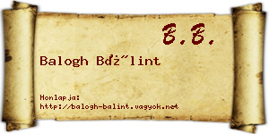 Balogh Bálint névjegykártya