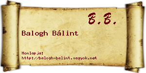 Balogh Bálint névjegykártya